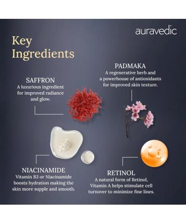 Auravedic Kumkumadi Night Cream with Retinol Niacinamide & Saffron | Deep Hydration for Smooth Even-Looking Skin | Overnight Repair & Radiance Support | 1.76 Oz (50g) - Buy Online on GoSupps.com
