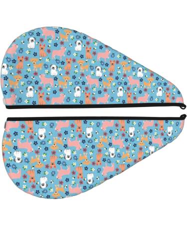 Cute Colorful Puppy Microfiber Hair Towel | Soft Super Absorbent Wrap for Long & Curly Hair | Coral Velvet Quick Dry Hair Cap for Women - Buy Online on GoSupps.com