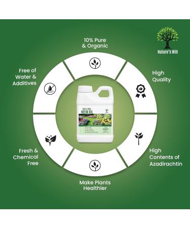 Nature's Will Pure Organic Neem Oil for Indoor and Outdoor Plants and Vegetable - 32 Fl Oz. - Buy Online on GoSupps.com