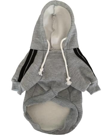 Izefia Dog Hoodie - Fleece Sweatshirt for Small Dogs & Cats | Warm Winter Clothing in Gray - XXL - Buy Online on GoSupps.com