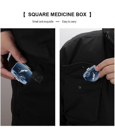 Whale Family Print Pill Box - 2 Compartment Decorative Metal Organizer for Travel & Pocket - Buy Online on GoSupps.com