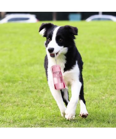 Portable Dog Water Bottle for Travel - Foldable Pet Dispenser with Food Container | Durable & Leak-Proof - Pink - Buy Online on GoSupps.com