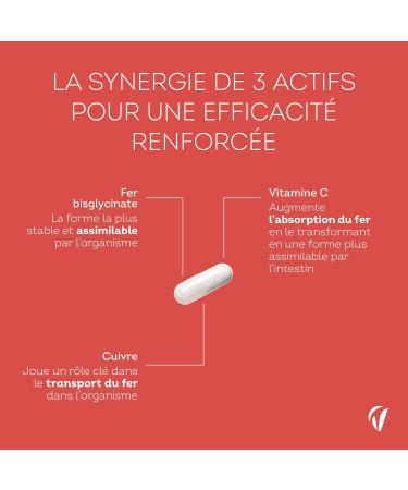 Fer Bisglycinate 14 mg + Vitamine C & Cuivre - Haute absorption R duit la Fatigue Soutien Immunitaire - Avec Cuivre - 120 g lules Vegan - Fabriqu en France - Vitavea - Buy Online on GoSupps.com