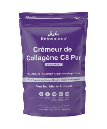 Pure Collagen Cream C8 | Lump-free Easy Blend | Keto Collagen & Chocolate Cream for Coffee | No Artificial Additives | MCT Cream Powder | 500g | Ketosource®