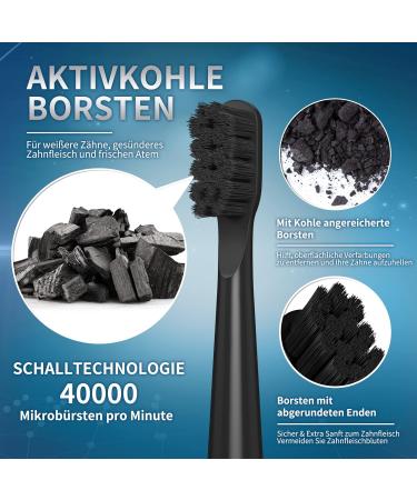 YUNCHI Y2 Electric Toothbrush with 8 Charcoal Heads | Rechargeable Sonic Toothbrush with 5 Modes | 40000 VPM Smart Timer | Lasts 30 Days | Black White - Buy Online on GoSupps.com