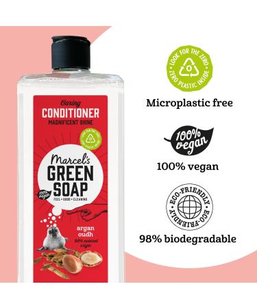 Marcel's Green Soap Caring Argan & Oudh Conditioner - Conditioner - 100% Recycled Plastic - 98% Natural Formula - Vegan - Microlastic Free - 300 ml - Buy Online on GoSupps.com