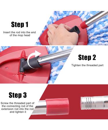 Red 4-Section Spin Mop Replacement Handle - 2.5-to-5 Foot Stick for Triangle Base EasyWring Mop - Floor Cleaning Refills Compatible - Buy Online on GoSupps.com