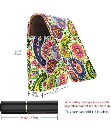 Travel Lipstick Organizer Case | Portable Makeup Bag with Mirror | Colored Flowers Paisley Design - Buy Online on GoSupps.com