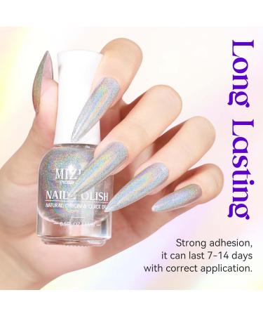 MIZHSE 15ML Quick Dry Holographic Nail Polish Shimmer Glitter Nail Polish Varnish Magic Colour Change Iridescent Nail Lacquer Long Lasting No Need Lamp Cure 001 LSZJY001 - Buy Online on GoSupps.com