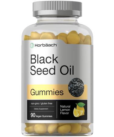 Blackseed Oil Gummies | 90 Count | Vegan, Non-GMO, and Gluten Free Formula | Nigella Sativa | Natural Lemon Flavor | by Horbaach