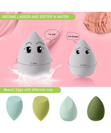 Makeup Sponge Blender 4 Pcs Beauty Blender Foundation Sponges Set with 1 Sponge Holder Case Professional Non Latex Beauty Applicator Set for Cream Liquid and Powder (Green) - Buy Online on GoSupps.com