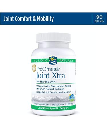 Nordic Naturals ProOmega Joint Xtra - 540mg EPA, 360mg DHA, 1500mg Glucosamine Sulfate, 40mg UC-II Collagen - 90 Soft Gels - Buy Online on GoSupps.com