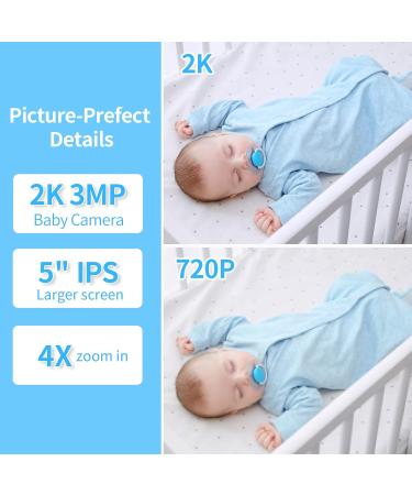KAWA 2K Baby Monitor 5" IPS Screen Video Baby Monitor with Camera and Night Vision TF Card Storage(Not Included) 4000mAh 4X Zoom 2-Way Talk 180 Flip Lullabies Temp Sensor 1000ft Range (S7) Brown - Buy Online on GoSupps.com