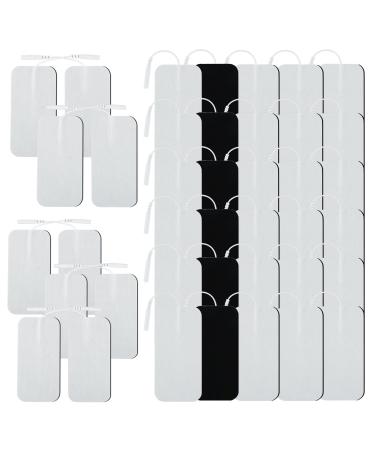 TENS Unit Replacement Pads 5x10CM Self-Adhesive Electrodes 20PCS Reusable Square Tens Electrode Pads with 2mm Connector Compatible with Most Tens Self-Adhesive TENS Pads for Electrotherapy 5X10CM 20PCS White