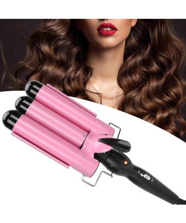 3 Barrel Curling Iron Wand Adjustable Hair Crimpers Hair Styling Tool Hair Curler Waver Crimper for Home and Salon 110V 240V (Pink 32mm) US Plug Pink 32mm - Buy Online on GoSupps.com