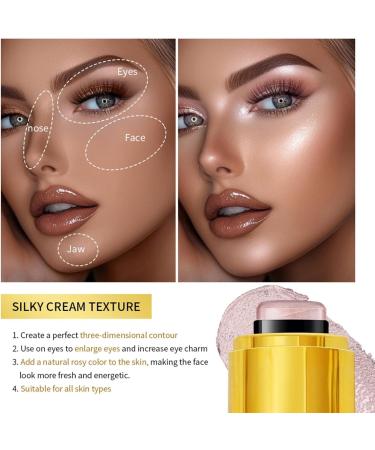 Rotating Highlight Stick Pocket Blush Stick 3-in-1 Buildable Natural Pearlescent Blush Highlighter Contour Beauty Stick for Cheeks Eyes and Lips Non-Greasy Lasts All Day Easy to Use (2# 5.3g) - Buy Online on GoSupps.com