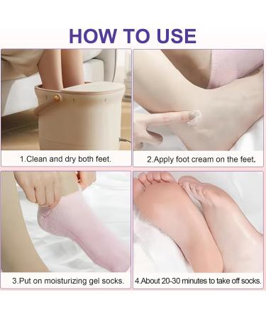 2 Pair Silicone Moisturising Socks Gel Socks for Repair Softening Reusable SPA Foot Care Socks Cracked Feet for Helps Repair Dry Cracked Skins and Softens Feet with 2 Lavender Foot Masks - Buy Online on GoSupps.com