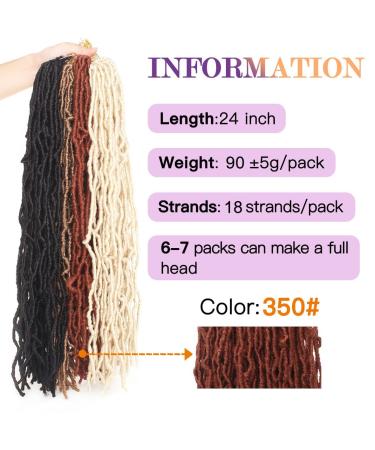 ZRQ 24 Inch Ginger Soft Locs Crochet Hair - 6 Packs Pre-looped Goddess Locs Curly Wavy 350 Crochet Locs. Synthetic Copper Red Afro Roots Dreadlocks Hair Extensions - Buy Online on GoSupps.com