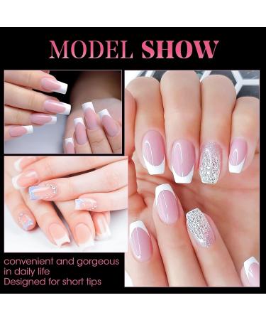 Ranrose 120pcs Square Fake Nails - Acrylic Full Cover Tips | Short French Press-On Nail Extensions | 10 Sizes | DIY Nail Art with Box - Buy Online on GoSupps.com