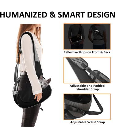 Gloppie Pet Carrier - Small Dog/Cat Hand-Free Sling with Adjustable Strap | Breathable Shoulder Bag with Safety Belt & Multiple Pockets - Grey S - Buy Online on GoSupps.com