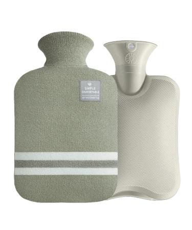 Heat bottle with reference soft premium knitting cover 1 liter PVC heat bag for hot and cold handfoot warmer neck and shoulder pain relief (pea green) 1l (pea-green)