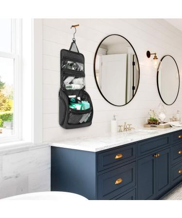 Premium Travel Hanging Toiletry Bag with Expandable Compartments - Jet Black - Buy Online on GoSupps.com