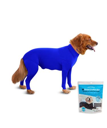 Shed Defender Body Suit for Dogs - Original anti Shedding Shirt Reduce Dog Hair Dog Onesie Surgery Recovery Suit Anxiety Calming Car Seat Cover E -Collar Hot Spots Jumpsuit (Royal Blue XXL) XXL (39 - 59kg) Royal Blue
