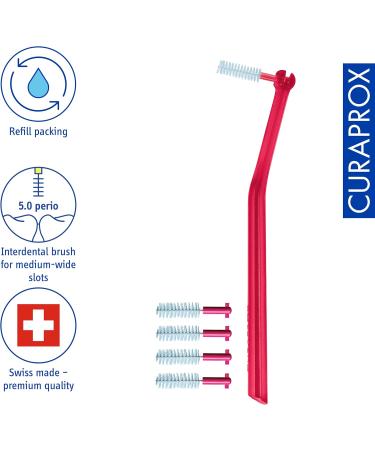 Curaprox Interdental Brushes 405 Perio Plus Set - 5 Brushes (1.3mm) & UHS 451 Holder for Effective Periodontitis Tooth Cleaning - Buy Online on GoSupps.com