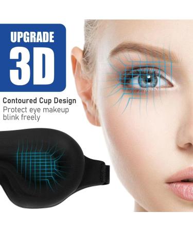 Soft Slow Rebound 3D Contoured Cup Sleep Eye Mask for Men Women - Adjustable Strap, Comfy Sleeping Eye Cover for Nap & Travel - Black - Buy Online on GoSupps.com