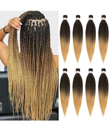 Xtrend EZ Braids 8Packs Pre-Stretched Easy Braiding Hair Extensions for Box Braids Hair 20 Inch Ombre Blonde Hot Water Setting Synthetic Fiber Hair Extensions T27# 20 Inch (Pack of 8) T27#