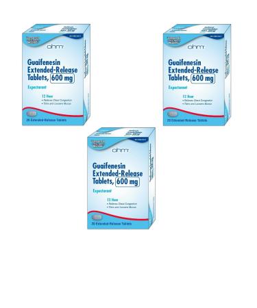 Ohm Guaifenesin Chest Congestion and Mucus Relief Extended-Release Tablets 600 mg 12-Hour Expectorant Caplet Pack of 3