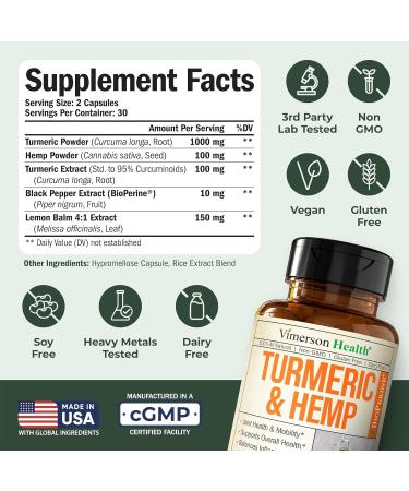 Boswellia Turmeric Curcumin Supplement with Hemp Seeds & Lemon Balm Extract Joint Health & Mobility with Black Pepper for Absorption Natural Joint Supplement - Buy Online on GoSupps.com