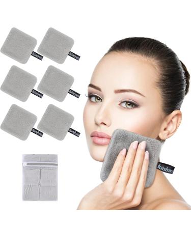 Kinhwa Slimming Pads - Washable Reusable Cotton Makeup Remover & Super Soft Facial Cleaning Pads with Laundry Bag - 6 Light Gray Microfiber Pads (10cm x 10cm) - Buy Online on GoSupps.com