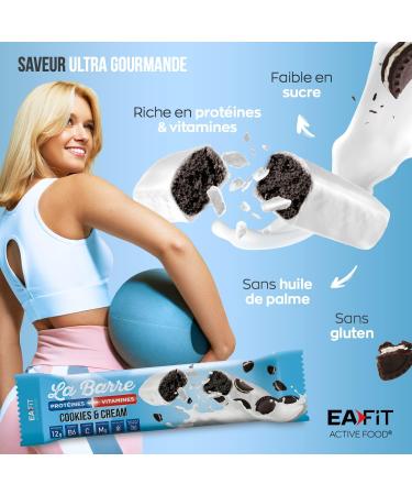 EAFIT LA BARRE PROTEINES VITAMINES - Cookies & cream - Display of 24 bars - 49g - ULTRA delicious and low in sugar - RICH in proteins and vitamins - Buy Online on GoSupps.com