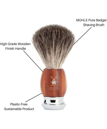 MHL VIVO Pure Badger Shaving Brush with Chrome Plated Stainless Steel Handle - Luxury Shave Accessory for Men - Buy Online on GoSupps.com
