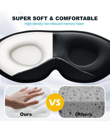 3D Contoured Sleep Eye Mask for Men and Women - 100% Light Blockout, Adjustable Strap, Soft Comfort Eye Shade - Perfect for Sleep, Travel, Yoga, and Eyelash Extensions - Black - Buy Online on GoSupps.com