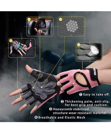 LIFECT Essential Breathable Workout Gloves - Fingerless Gym Gloves for Powerlifting - Pink Small Size - Men and Women - Buy Online on GoSupps.com