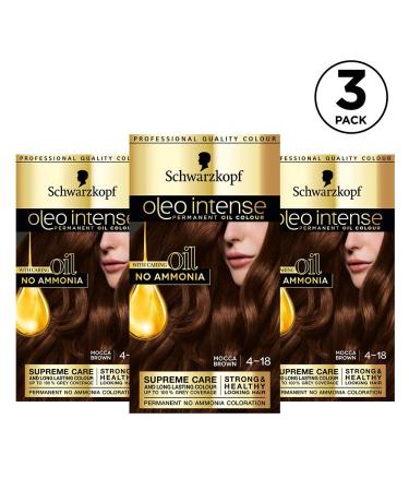 Buy Schwarzkopf Oleo Intense Hair Color - Mocha Brown 4-18 | Pack of 3 | Ammonia-Free Permanent Hair Dye | Covers Gray for Beautiful Results - Buy Online on GoSupps.com