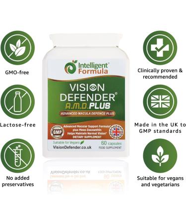 Vision Defender Plus: AREDS2 Eye Supplement with Lutein, Zinc & Meso-Zeaxanthin | 60 Vegan Capsules - Buy Online on GoSupps.com