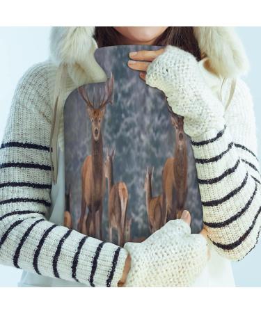 Hirsch Warm Bottle 2L with Fluffy Cover - Cozy Hot Water Bottle for Pain Relief | Perfect for Children Men & Women | Winter Animal Landscape Design - Buy Online on GoSupps.com