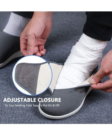 Women's Extra Wide Diabetic Shoes - Adjustable Strap Lightweight Sneakers for Plantar Fasciitis - Black Gray - Buy Online on GoSupps.com