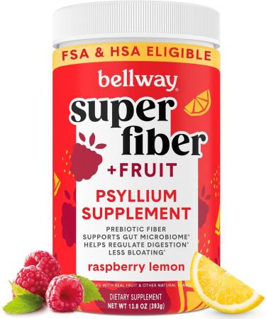 Bellway Super Fiber Powder + Fruit, Sugar Free Organic Psyllium Husk Powder Fiber Supplement for Regularity, Bloating Relief & Digestive Health, Plant-Based, Raspberry Lemon (50 Servings) - Buy Online on GoSupps.com
