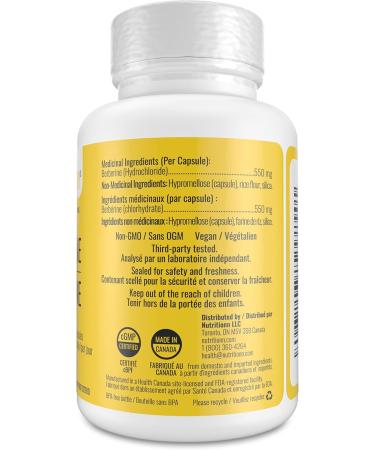Berberine Supplement - Premium 550 mg Capsules 1100 mg Daily - Lipid Metabolism Heart and Cardiovascular Health for Men and Women - Non-GMO Third-Party Tested Made in Canada - Nutritionn - Buy Online on GoSupps.com