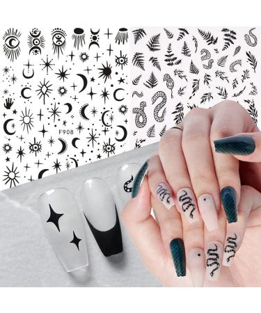 Black Skull Goth Nail Art Stickers - 3D Horror Butterfly Flame Moon Stars Rose Decals - Manicure Decoration Supplies - Buy Online on GoSupps.com