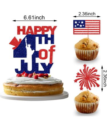 4th of July Cupcake Toppers Independence Day Cupcake Toppers Glitters Patriotic Cupcake Toppers USA Flag Red Blue Star Firework Hat Picks Toothpick Toppers for July 4th Party Decorations 18pcs Usa_18pcs - Buy Online on GoSupps.com