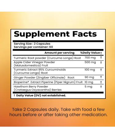 Infuse Allur - Turmeric Curcumin & Bioperine Vegetable Capsules - Premium Antioxidant Supports Brain & Heart Health Skin & Digestion - Promotes Cellular Health - 120 Caps - Buy Online on GoSupps.com
