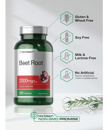Horb ach Beet Root Powder Capsules | 220 Non-GMO Gluten Free Pills | Herbal Extract Supplement for Energy & Wellness - Buy Online on GoSupps.com