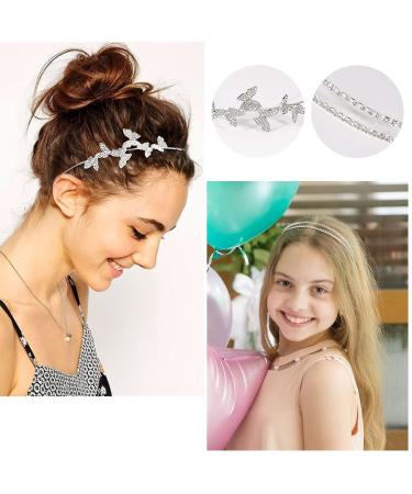 Wecoe 4 Pack Silver Rhinestone Headband Set | Crystal Wedding Headpiece for Flower Girl, Bridal, and Women | Metal Headband with Flower, Leaf, and Butterfly Designs - Buy Online on GoSupps.com