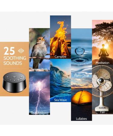 Black Color Noise Sound Machine | 25 Soothing Sounds | 32 Volume Levels | 5 Timers | Memory Function | Ideal for Home, Office, and Travel - Buy Online on GoSupps.com
