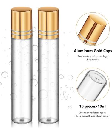 Buy 10Pcs Essential Oil Roller Bottles 10ml - Clear Glass Travel Size Refillable Containers for Oils & Perfumes - International Shipping Available - Buy Online on GoSupps.com